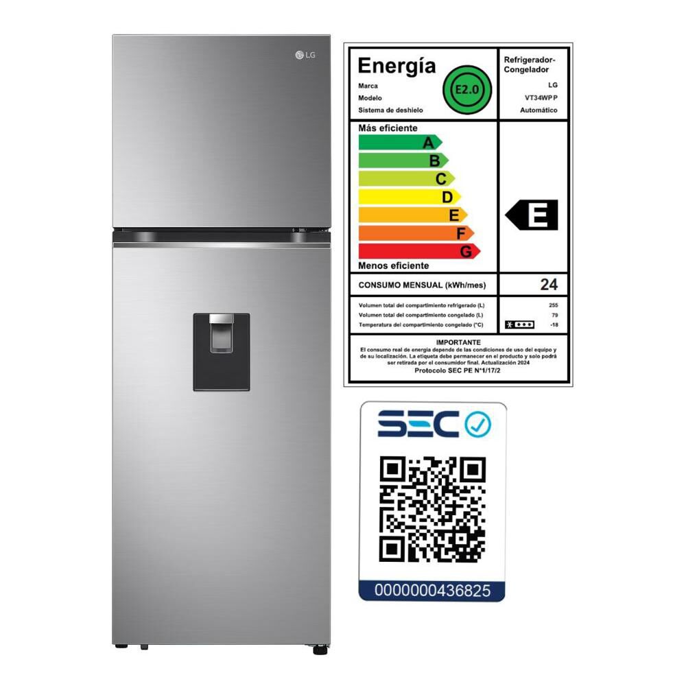 Refrigerador Top Freezer LG VT34WPP / No Frost / 334 Litros / E image number 15.0